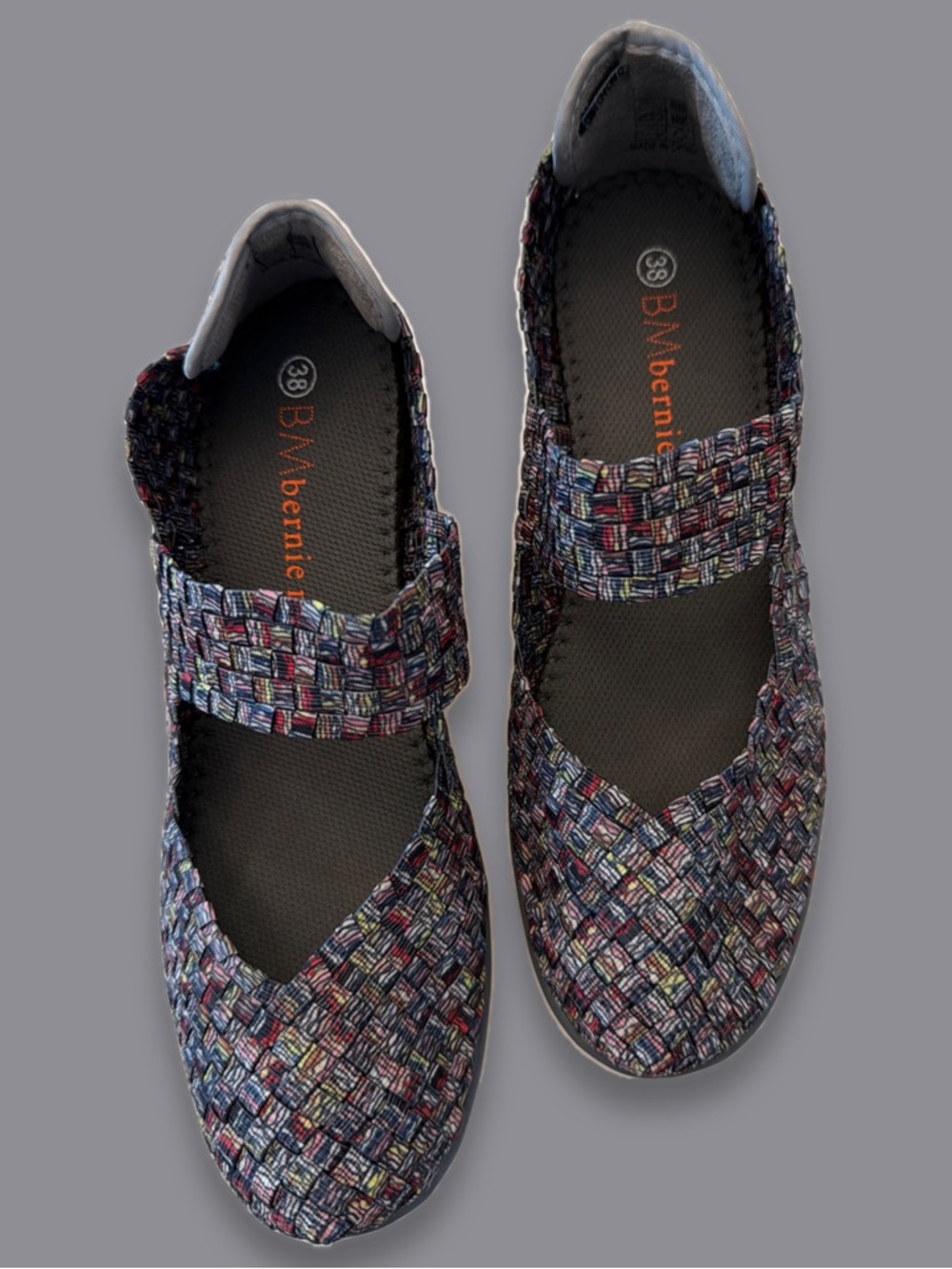 bernie mev. Multicolor Woven Mary Jane Wedges